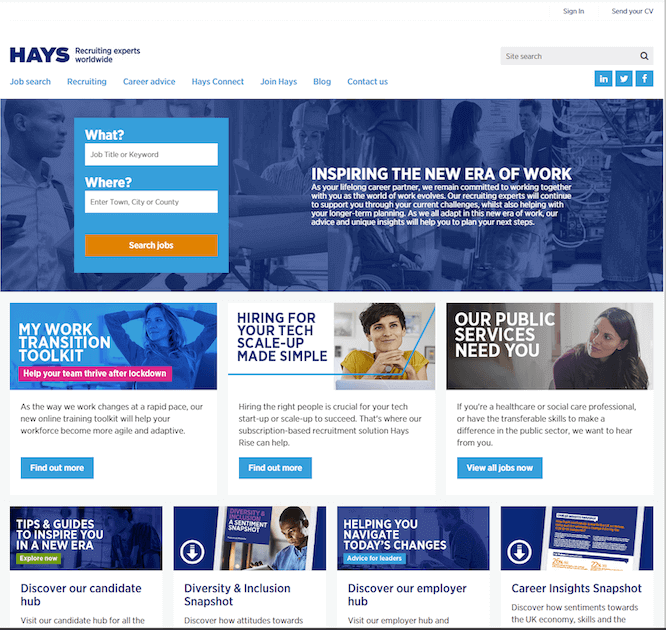 헤이즈의 공개 웹 사이트 인터페이스